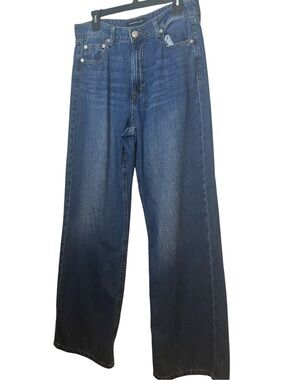 Aeropostale Classic High Rise Wide Leg Blue Denim Jeans Size 10